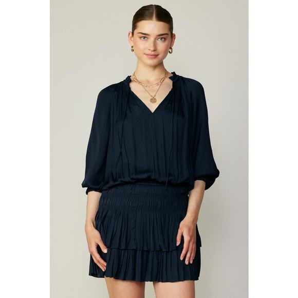 Current Air | Dark Navy Aurelie Pleated Mini Dress MSRP$148 - Picture 3 of 10
